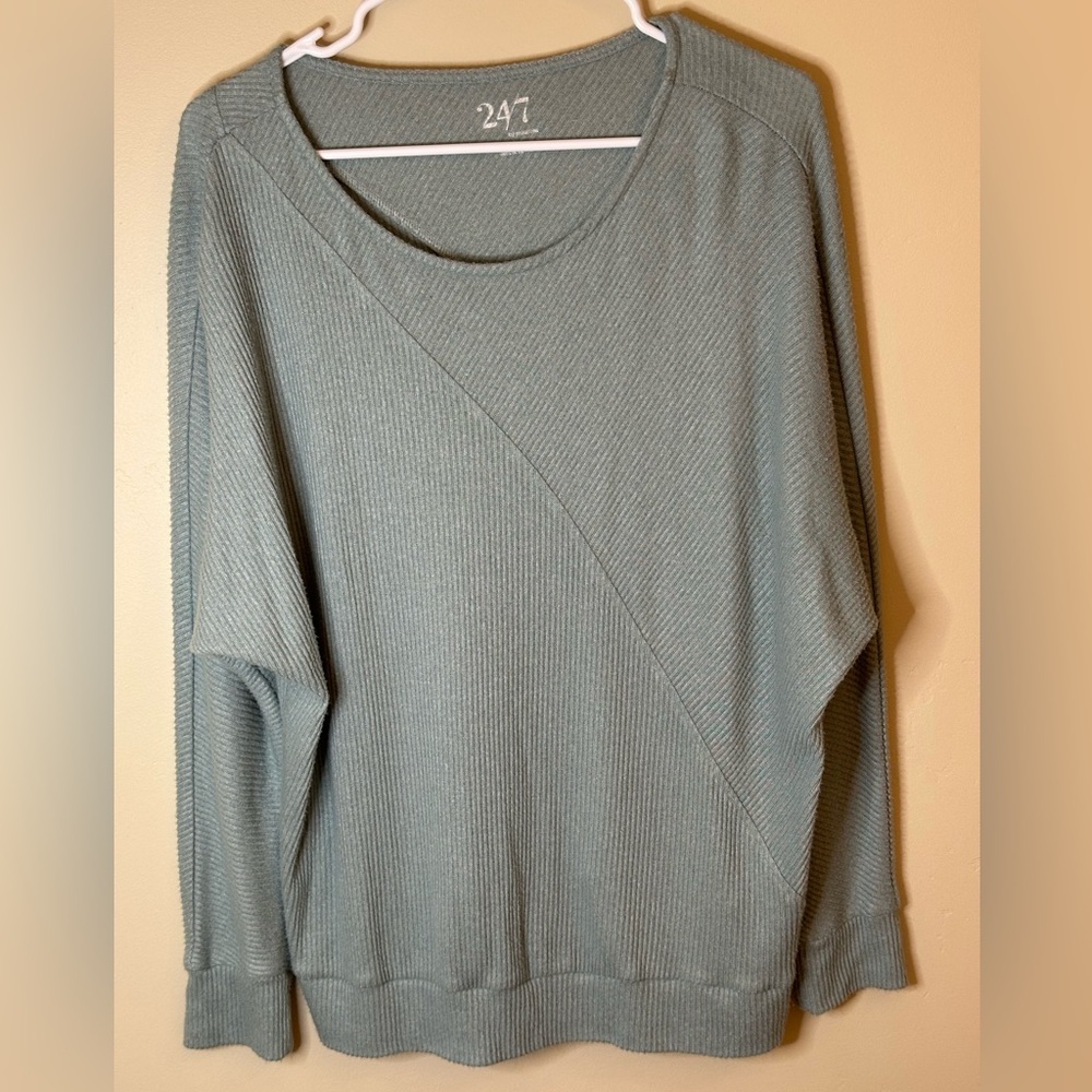 Maurices XL Lightweight Soft Ribbed Pullover in Seafoam Green.